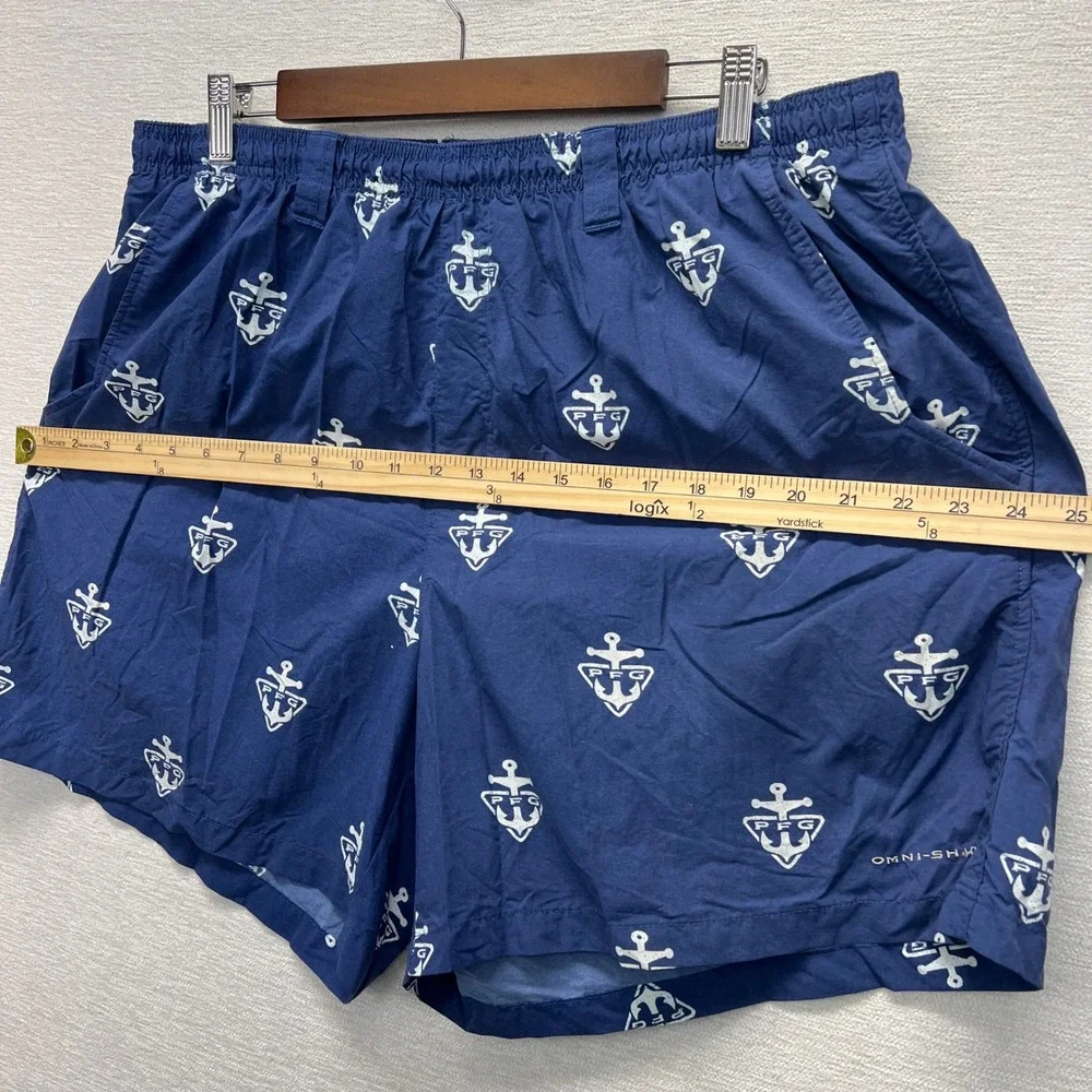 Columbia PFG Fishing Anchor Logo Board‎ Shorts Mens XL Omni-Shade Swim TrunKS